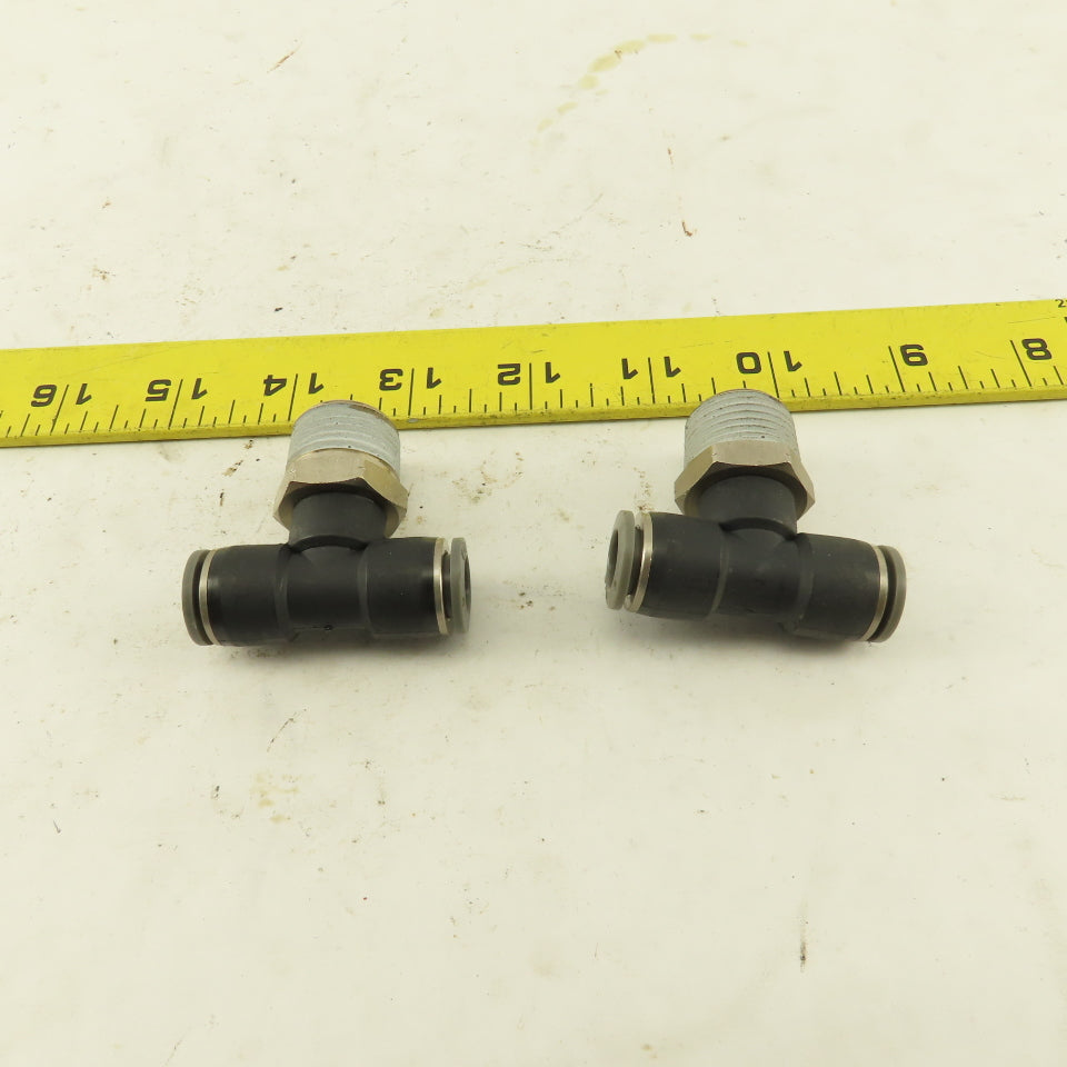 3/8" Push To Connect X 1/2" NPT Branch Tee Fitting Stainless Steel Lot Of 2