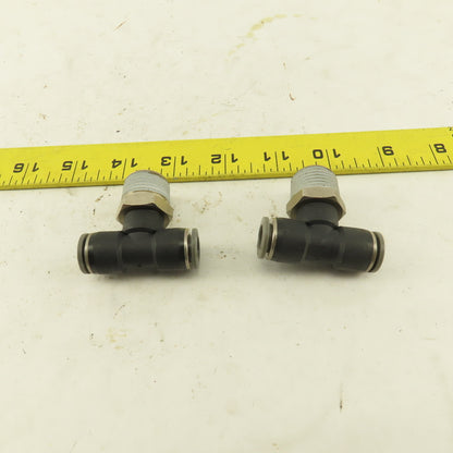 3/8" Push To Connect X 1/2" NPT Branch Tee Fitting Stainless Steel Lot Of 2