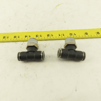 3/8" Push To Connect X 1/2" NPT Branch Tee Fitting Stainless Steel Lot Of 2