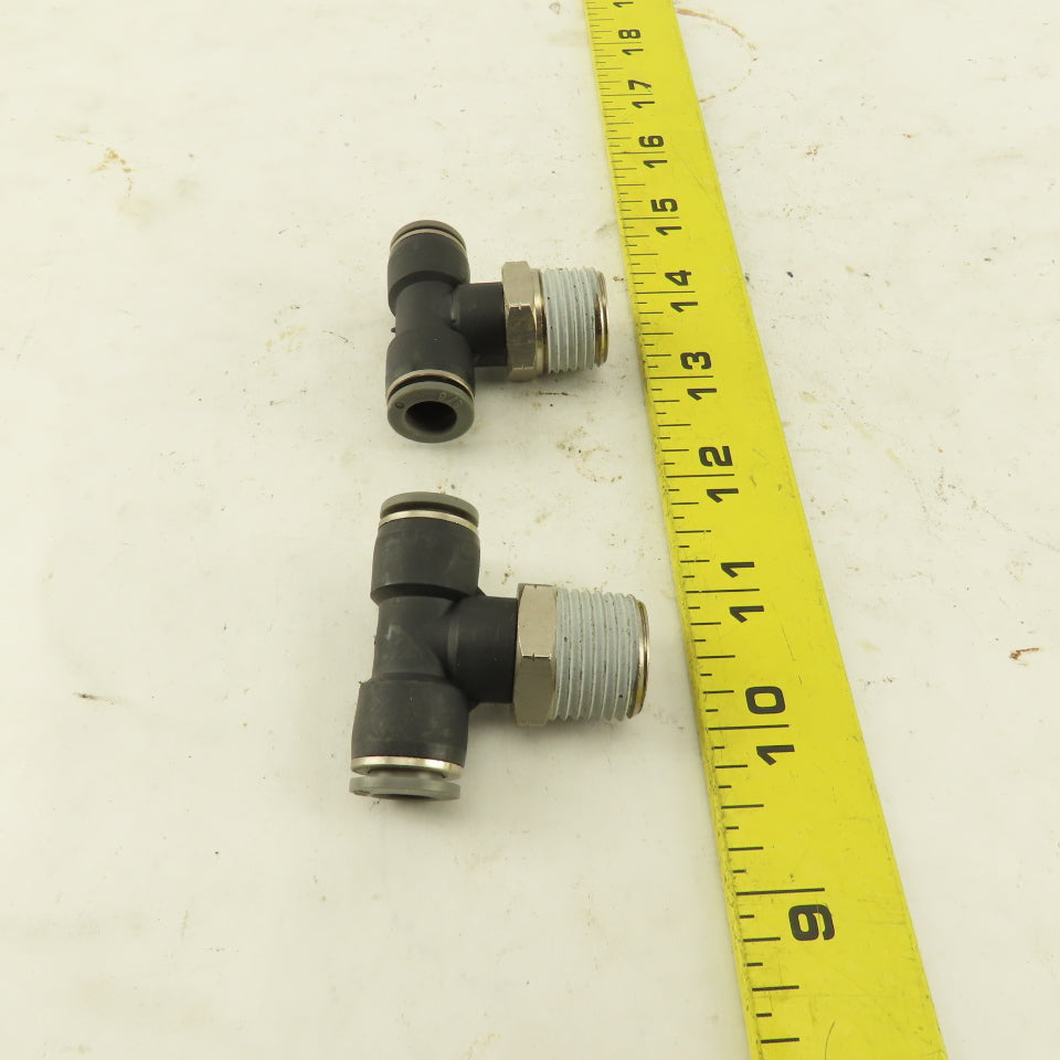 3/8" Push To Connect X 1/2" NPT Branch Tee Fitting Stainless Steel Lot Of 2