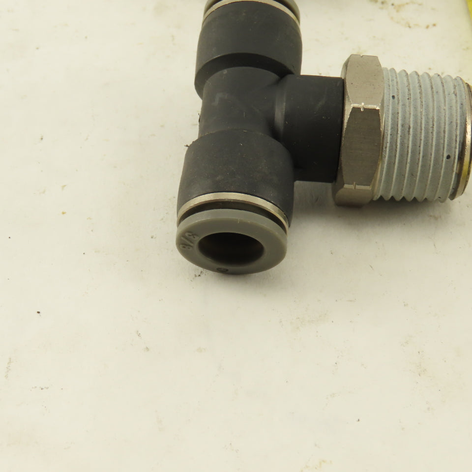 3/8" Push To Connect X 1/2" NPT Branch Tee Fitting Stainless Steel Lot Of 2