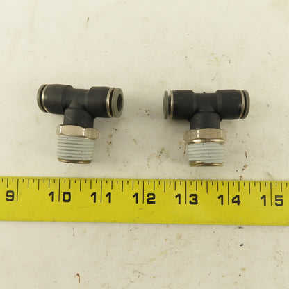 3/8" Push To Connect X 1/2" NPT Branch Tee Fitting Stainless Steel Lot Of 2