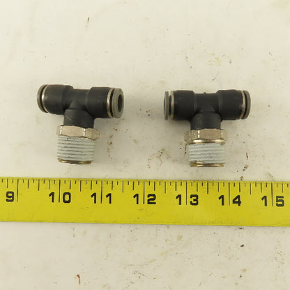 3/8" Push To Connect X 1/2" NPT Branch Tee Fitting Stainless Steel Lot Of 2