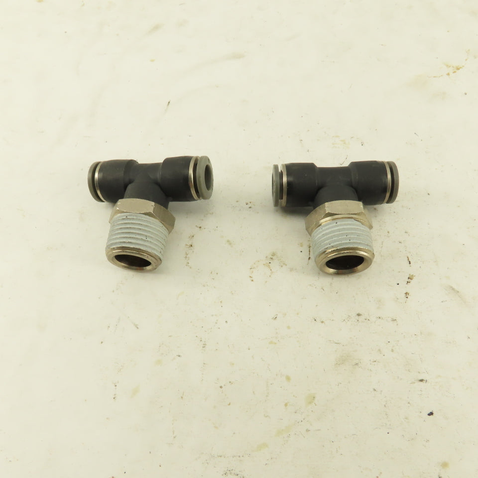 3/8" Push To Connect X 1/2" NPT Branch Tee Fitting Stainless Steel Lot Of 2