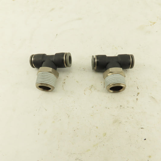 3/8" Push To Connect X 1/2" NPT Branch Tee Fitting Stainless Steel Lot Of 2