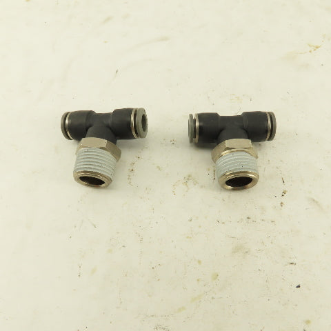 3/8" Push To Connect X 1/2" NPT Branch Tee Fitting Stainless Steel Lot Of 2