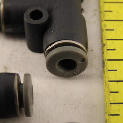 5/32" Push To Connect Tube Nylon Union Tee Lot Of 4