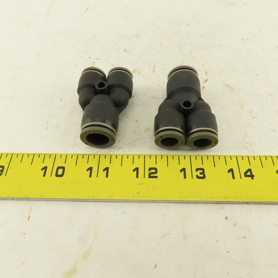 1/2" To 3/8" Push To Connect Tube Nylon Union Reducer Wye Y Lot of 2