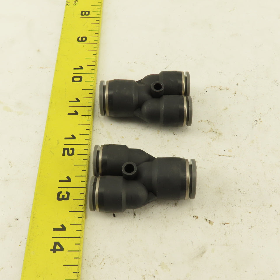 1/2" To 3/8" Push To Connect Tube Nylon Union Reducer Wye Y Lot of 2