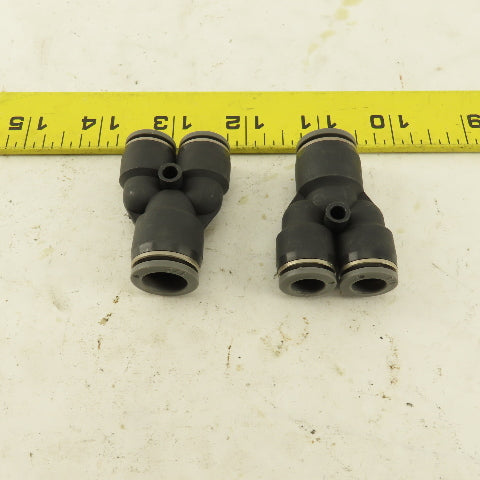 1/2" To 3/8" Push To Connect Tube Nylon Union Reducer Wye Y Lot of 2