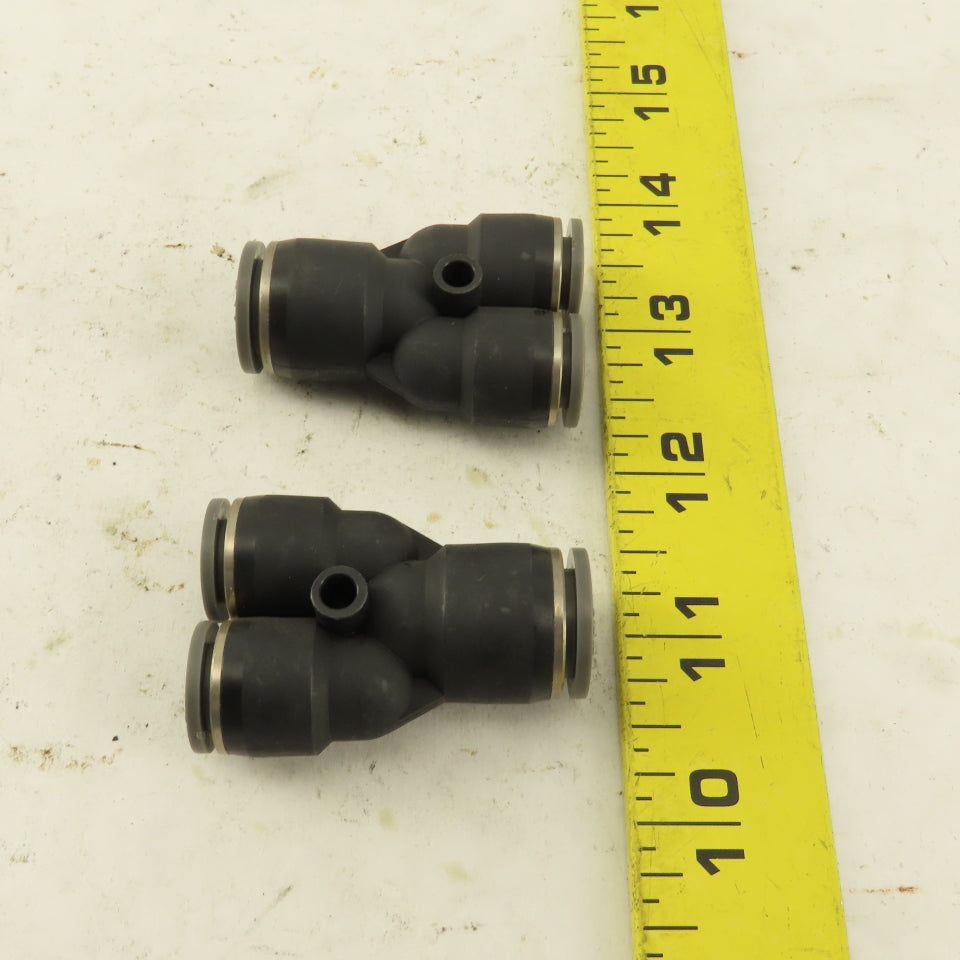 1/2" To 3/8" Push To Connect Tube Nylon Union Reducer Wye Y Lot of 2