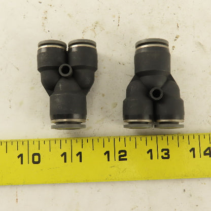 1/2" To 3/8" Push To Connect Tube Nylon Union Reducer Wye Y Lot of 2