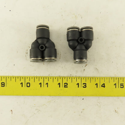 3/8" Push To Connect Tube Nylon Union Wye Y Fittings Lot Of 2