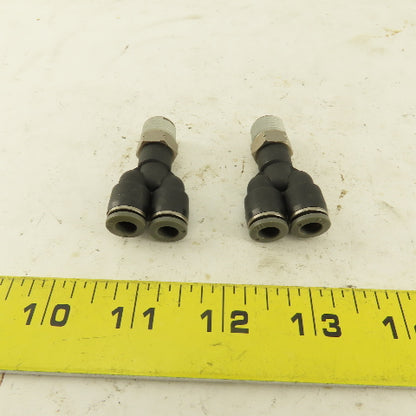 1/4" NPT x 1/4" Push To Connect Tube Nylon Wye Y Fittings Lot Of 2