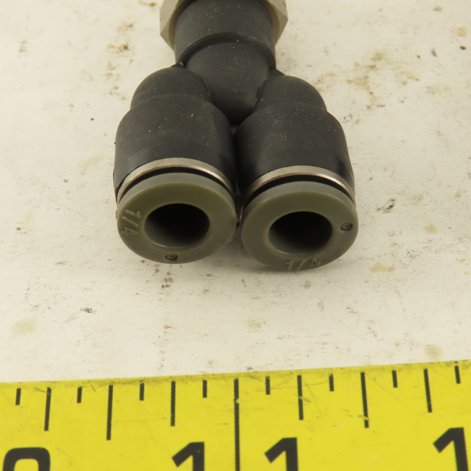1/4" NPT x 1/4" Push To Connect Tube Nylon Wye Y Fittings Lot Of 2