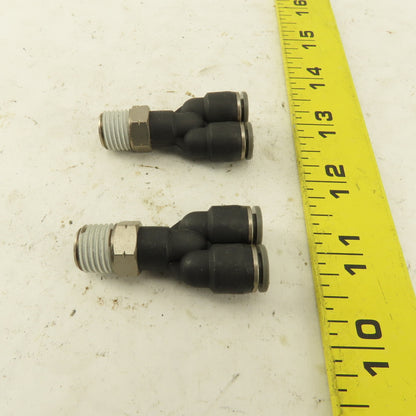 1/4" NPT x 1/4" Push To Connect Tube Nylon Wye Y Fittings Lot Of 2
