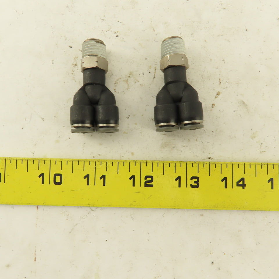 1/4" NPT x 1/4" Push To Connect Tube Nylon Wye Y Fittings Lot Of 2