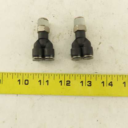 1/4" NPT x 1/4" Push To Connect Tube Nylon Wye Y Fittings Lot Of 2