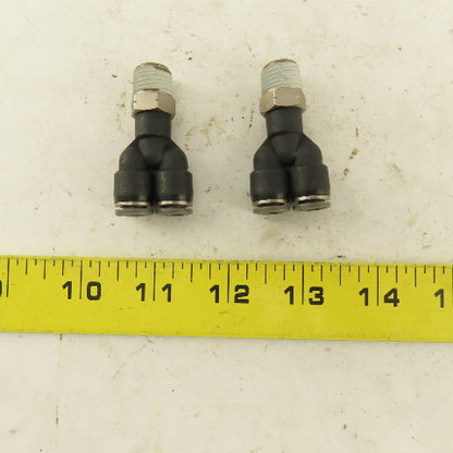 1/4" NPT x 1/4" Push To Connect Tube Nylon Wye Y Fittings Lot Of 2