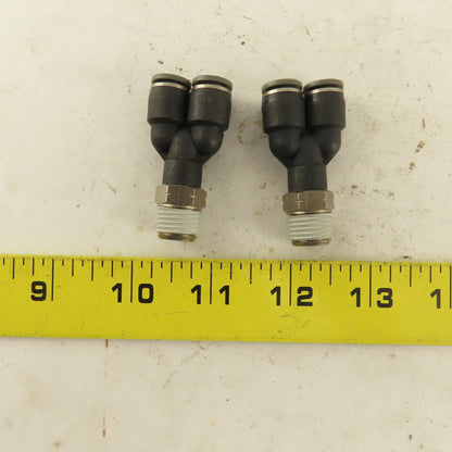 1/4" NPT x 1/4" Push To Connect Tube Nylon Wye Y Fittings Lot Of 2