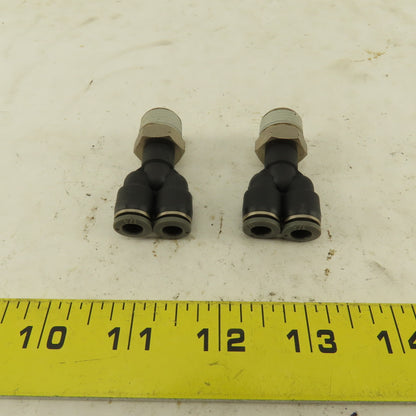 3/8" NPT x 1/4" Push To Connect Tube Nylon Wye Y Fittings Lot Of 2
