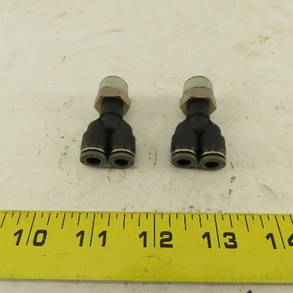 3/8" NPT x 1/4" Push To Connect Tube Nylon Wye Y Fittings Lot Of 2