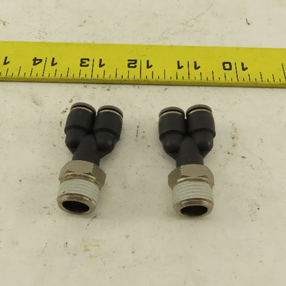 3/8" NPT x 1/4" Push To Connect Tube Nylon Wye Y Fittings Lot Of 2