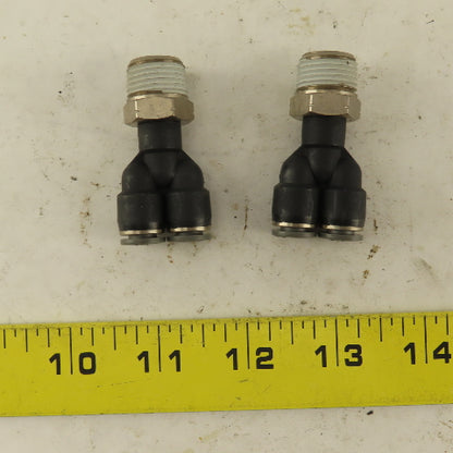3/8" NPT x 1/4" Push To Connect Tube Nylon Wye Y Fittings Lot Of 2