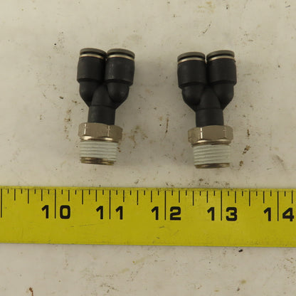 3/8" NPT x 1/4" Push To Connect Tube Nylon Wye Y Fittings Lot Of 2
