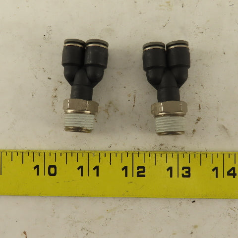 3/8" NPT x 1/4" Push To Connect Tube Nylon Wye Y Fittings Lot Of 2