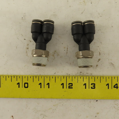 3/8" NPT x 1/4" Push To Connect Tube Nylon Wye Y Fittings Lot Of 2