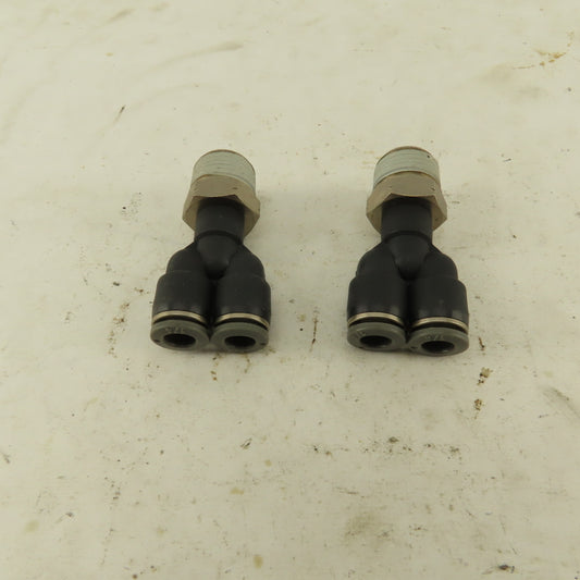3/8" NPT x 1/4" Push To Connect Tube Nylon Wye Y Fittings Lot Of 2