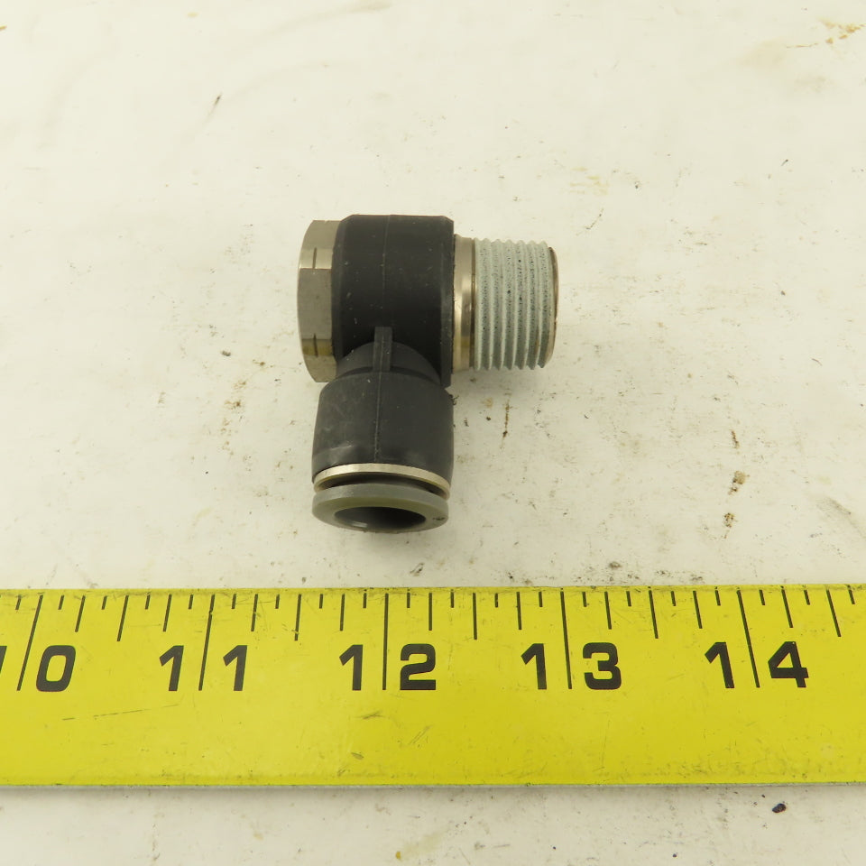 1/2" NPT x 1/2" Push To Connect Tube Nylon Swivel Elbow Fitting