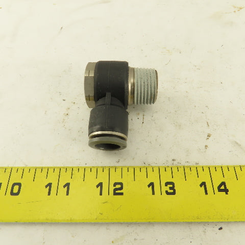 1/2" NPT x 1/2" Push To Connect Tube Nylon Swivel Elbow Fitting