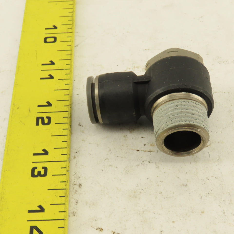 1/2" NPT x 1/2" Push To Connect Tube Nylon Swivel Elbow Fitting