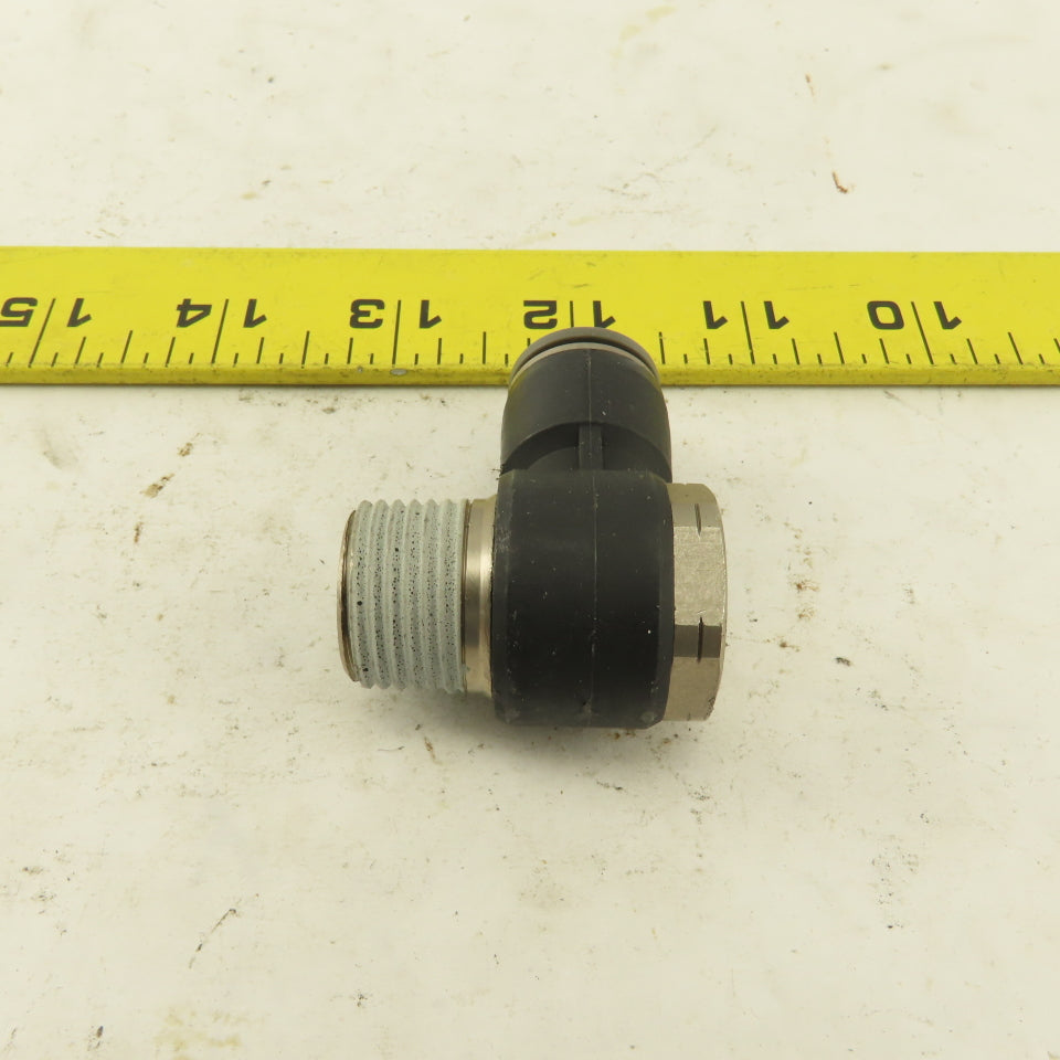 1/2" NPT x 1/2" Push To Connect Tube Nylon Swivel Elbow Fitting