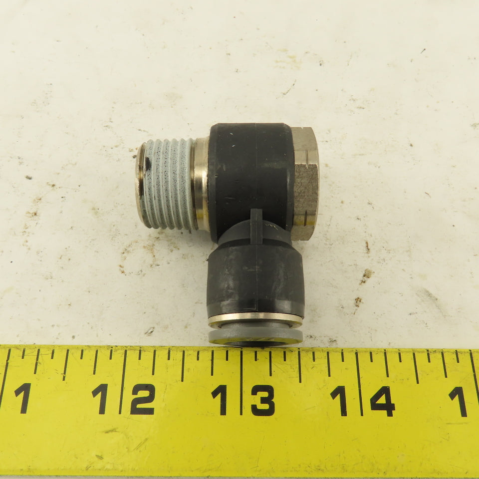 1/2" NPT x 1/2" Push To Connect Tube Nylon Swivel Elbow Fitting