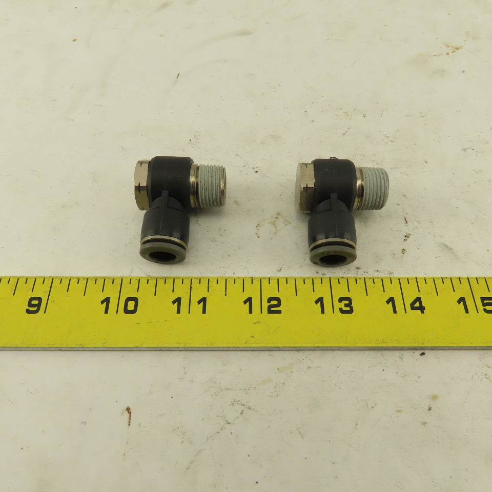 3/8" NPT x 3/8" Push To Connect Tube Nylon Swivel Elbow Fitting Lot Of 2