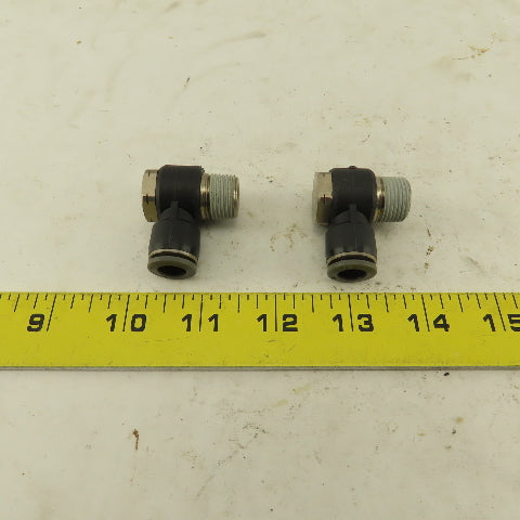 3/8" NPT x 3/8" Push To Connect Tube Nylon Swivel Elbow Fitting Lot Of 2