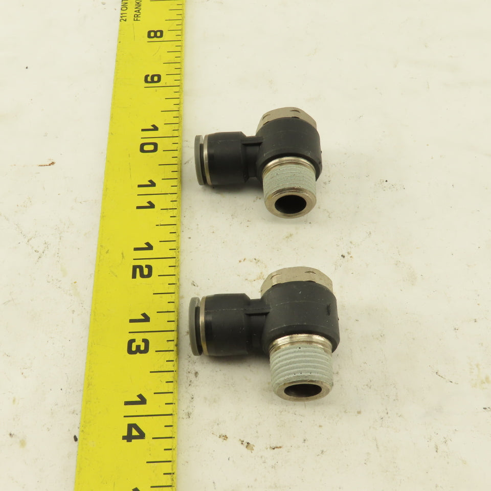 3/8" NPT x 3/8" Push To Connect Tube Nylon Swivel Elbow Fitting Lot Of 2
