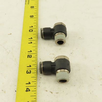 3/8" NPT x 3/8" Push To Connect Tube Nylon Swivel Elbow Fitting Lot Of 2