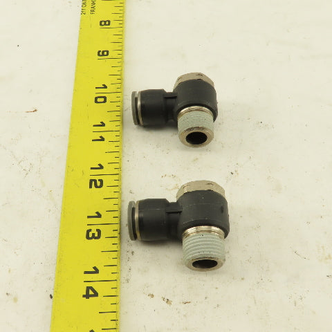 3/8" NPT x 3/8" Push To Connect Tube Nylon Swivel Elbow Fitting Lot Of 2