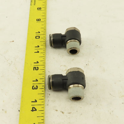 3/8" NPT x 3/8" Push To Connect Tube Nylon Swivel Elbow Fitting Lot Of 2