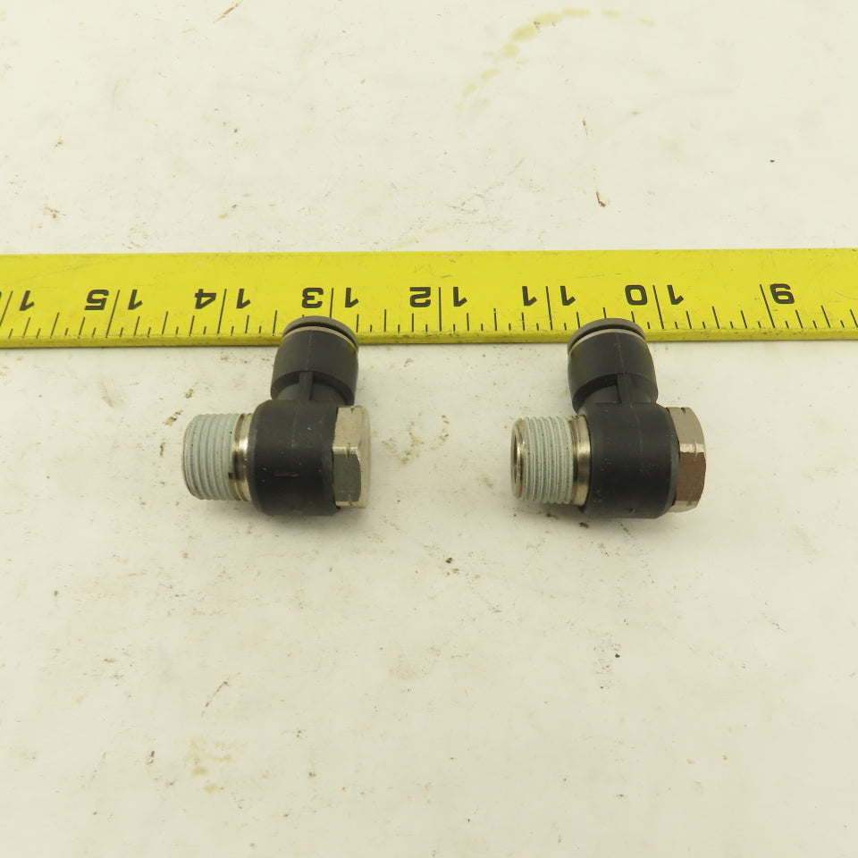 3/8" NPT x 3/8" Push To Connect Tube Nylon Swivel Elbow Fitting Lot Of 2