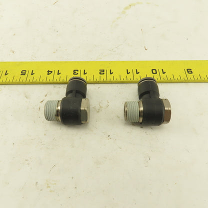 3/8" NPT x 3/8" Push To Connect Tube Nylon Swivel Elbow Fitting Lot Of 2