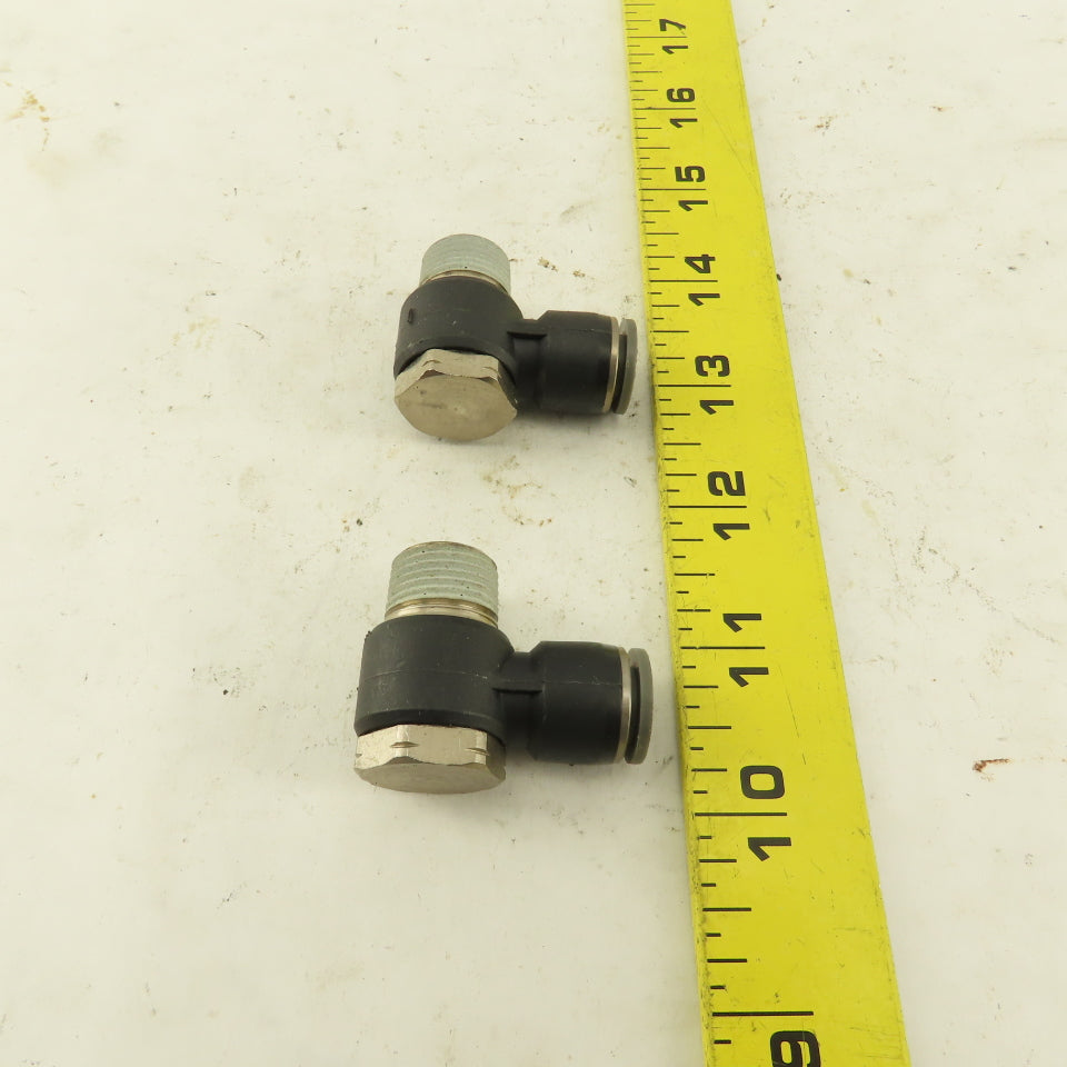 3/8" NPT x 3/8" Push To Connect Tube Nylon Swivel Elbow Fitting Lot Of 2