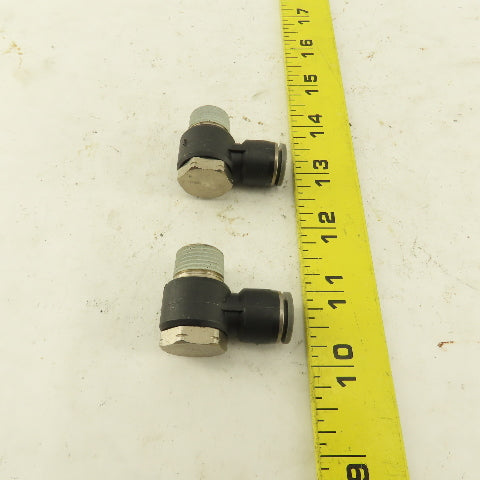 3/8" NPT x 3/8" Push To Connect Tube Nylon Swivel Elbow Fitting Lot Of 2