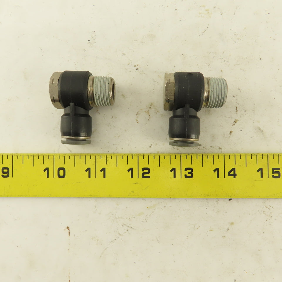 3/8" NPT x 3/8" Push To Connect Tube Nylon Swivel Elbow Fitting Lot Of 2