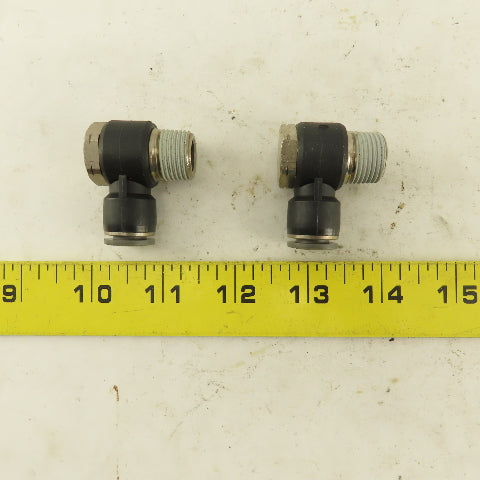 3/8" NPT x 3/8" Push To Connect Tube Nylon Swivel Elbow Fitting Lot Of 2