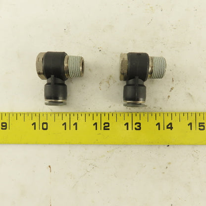 3/8" NPT x 3/8" Push To Connect Tube Nylon Swivel Elbow Fitting Lot Of 2